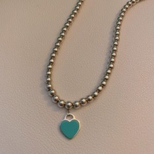Tiffany & Co. Return to Tiffany Blue Enamel Heart Beaded Necklace